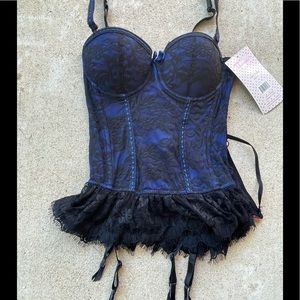 Seven Til Midnight Blue Corset Lingerie New Size S